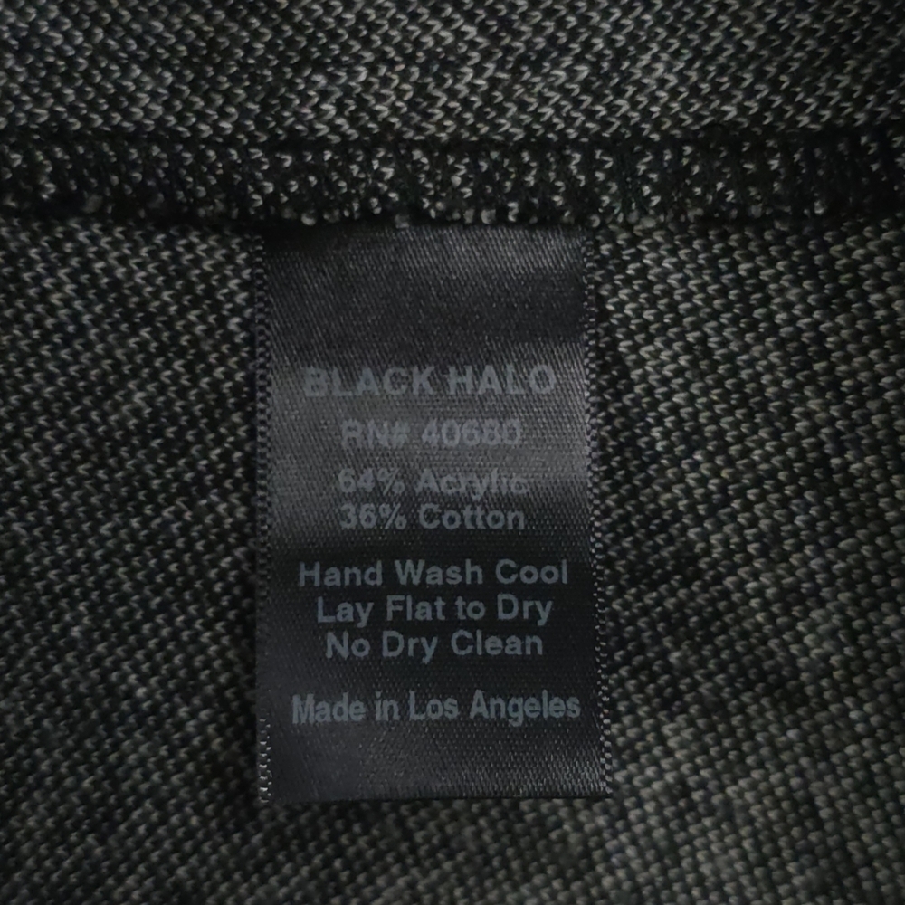 Black Halo Herringbone Knit Mini Dress Size S Grey Black V-Neck Fit & Flare - Picture 6 of 9